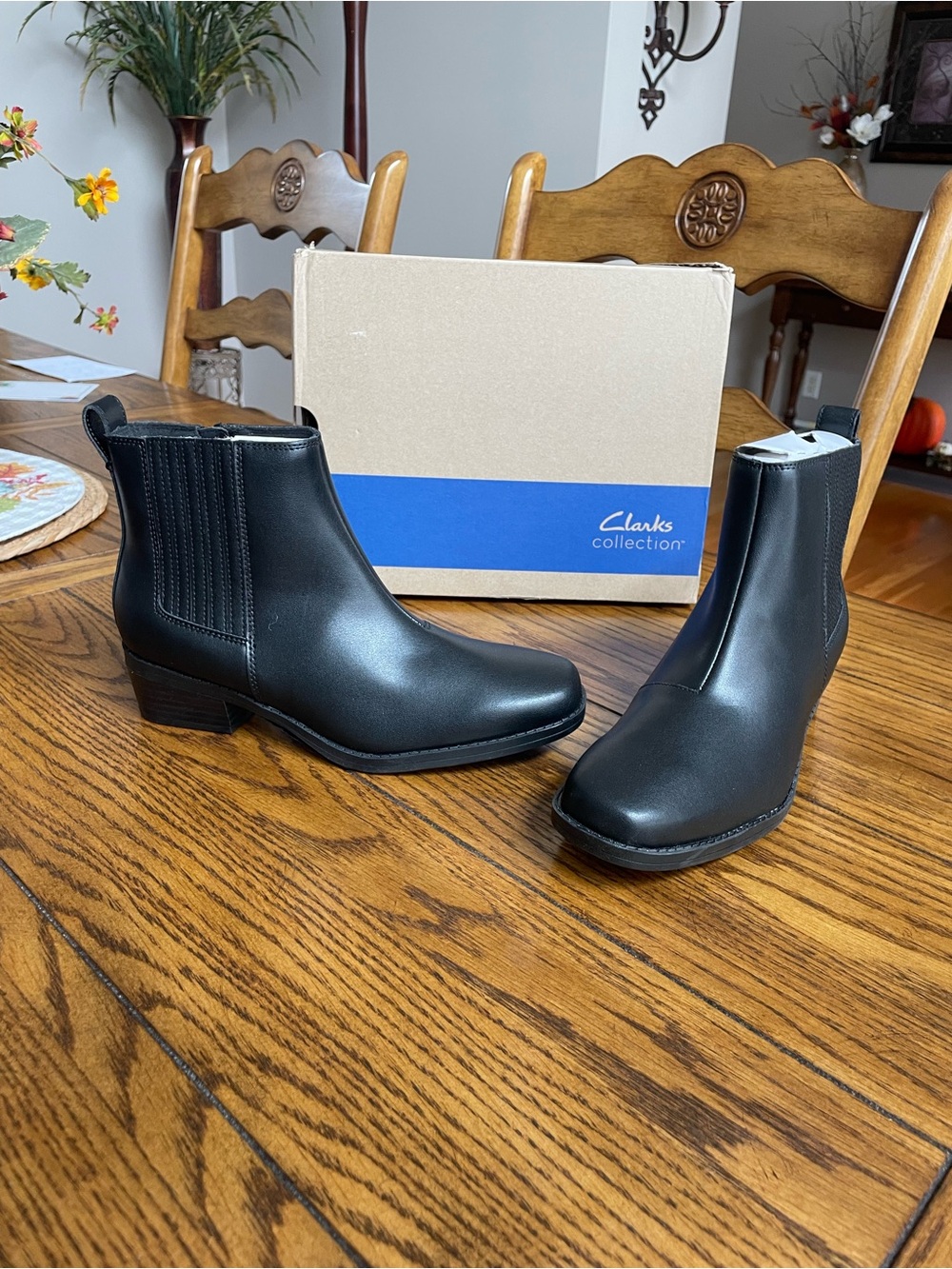 Clarks Black Danyelle Skip Ankle Boots with Low Heel